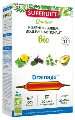Superdiet Quatuor Pissenlit Drainage Bio 20 Ampulí