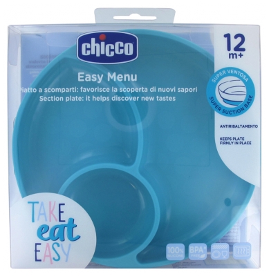 Chicco Prato com Divisórias de Silicone com Ventosa 12 Meses e + - Cor: Azul turquesa