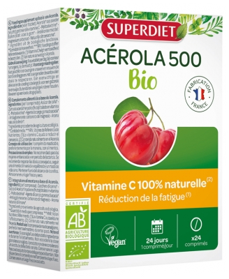 Superdiet Organic Acerola 500 24 Tablets