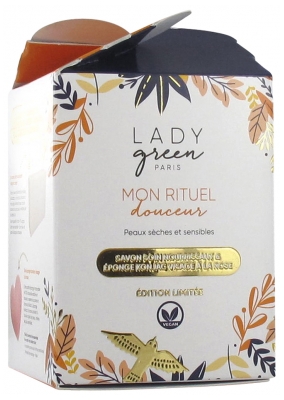 Lady Green Ekologisk Närande Vårdtvål 100 g + Rosa Konjacsvamp