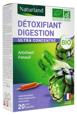 Naturland Detox Digestion Orgánico 20 Ampollas 10 ml Bebibles
