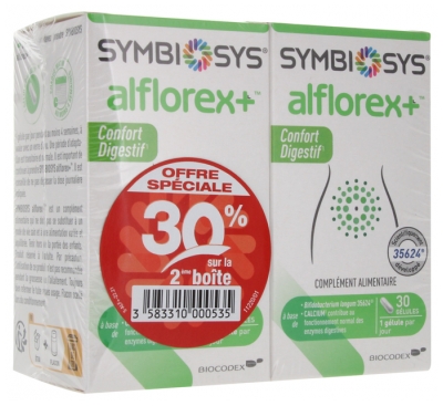 Biocodex Symbiosys Alflorex+ Confort Digestif Lot de 2 x 30 Gélules