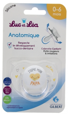 Luc et Léa Silicon Anatomic Soother with Ring 0-6 Months - Model: J'aime Mon Papa