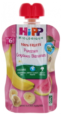 HiPP 100% Fruits Gourde Pommes Goyaves Bananes dès 6 Mois Bio 90 g