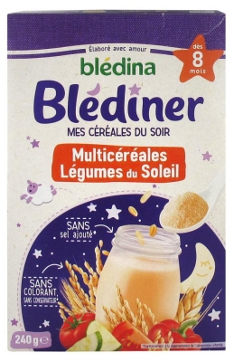 Blédina Blédîner Mes Céréales du Soir Multicéréales Légumes du Soleil dès Mois 240 g (à consommer de préférence avant fin 03/2023)