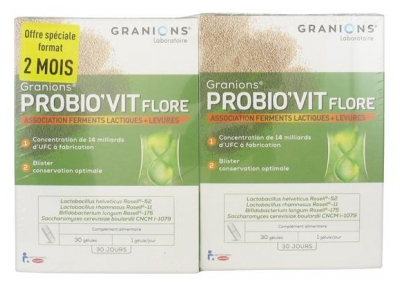 Granions Probio'Vit Flore Lot de 2 x 30 Gélules (à consommer de préférence avant fin 05/2023)