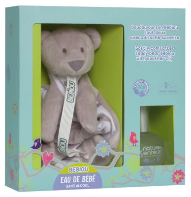Nature & Senteurs Softly Comforter Teddy Bear Bebiou with Soother Clip + Alcohol-Free Baby Fragranced Water 50ml