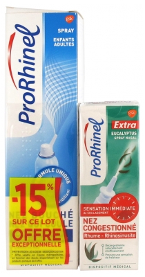 ProRhinel Spray Nasal Enfants/Adultes 100 ml + Extra Eucalyptus Spray Nasal 20 ml