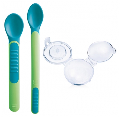 MAM Thermosensitive Spoons + Case 6 Months and + - Colour: Green