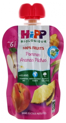 HiPP 100% Fruits Gourde Pommes Ananas Pêches dès 6 Mois Bio 90 g