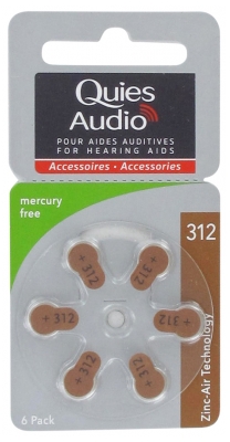 Quies Audio 6 Zinc Air Batteries for Hearing Aids (312)