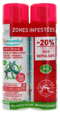 Puressentiel Anti-Spike Spray Répulsif + Apaisant 7H Zones Infestées Lot de 2 x 75 ml