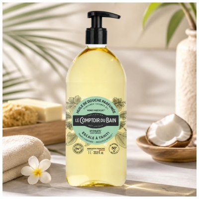 Le Comptoir du Bain Huile de Douche Parfumée Escale à Tahiti 1 L