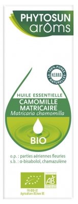 Phytosun Arôms Huile Essentielle Camomille Matricaire (Matricaria chamomilla) Bio 5 ml (à utiliser de préférence avant fin 06/2023)