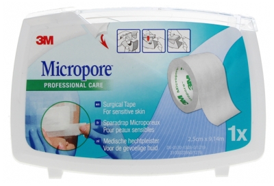 3M Micropore Professional Care Sparadrap Microporeux 2,5 cm x 9,14 m