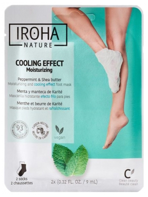 Iroha Nature mitrinoša un atsvaidzinoša pēdu maska ar mētru un šī sviestu 2 x 9 ml