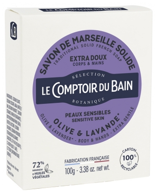 Le Comptoir du Bain Savon de Marseille Solide Extra Doux Olive et Lavande 100 g