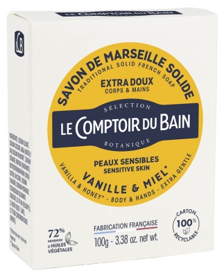 Le Comptoir du Bain Savon de Marseille Solide Extra Doux Vanille et Miel 100 g
