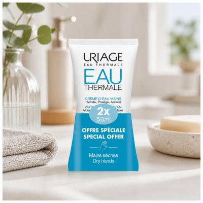 Uriage Krém na ruce s vodou, balení 2 x 50 ml