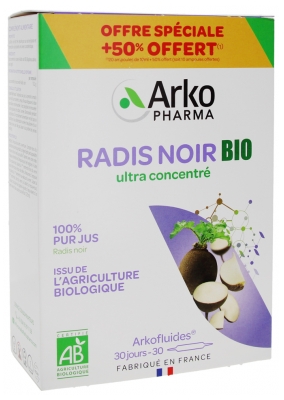 Arkopharma Arkofluides Radis Noir Bio 20 Ampoules + 10 Ampoules Offertes