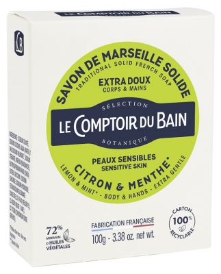 Le Comptoir du Bain Traditional Solid French Soap Extra-Gentle Lemon and Mint 100g