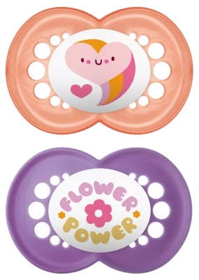 MAM Original 2 Anatomic Silicon Soothers 6 Months and + - Model: Flower Power
