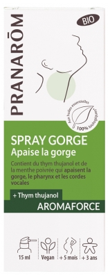 Pranarôm Spray Gorge Apaise la Gorge Bio 15 ml