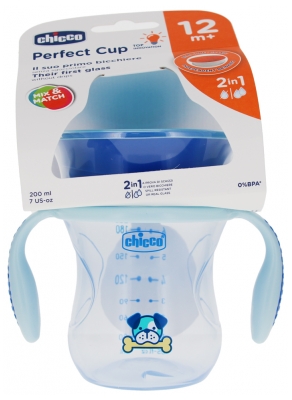 Chicco Perfect Cup 200ml 12 Months and + - Model: Blue Hippopotamus