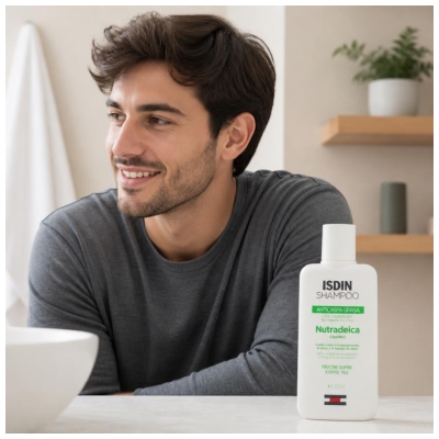 Isdin Nutradeica Hilseilevä Shampoo Rasvoittuville Hiuksille 200 ml