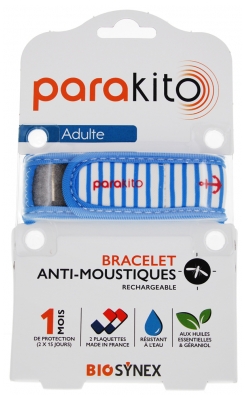 Parakito Bracelet Anti-Moustiques Rechargeable Adulte - Modèle : Graphic Marin