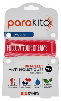Parakito Bracelet Anti-Moustiques Rechargeable Adulte - Modèle : Good Vibes Fuschia