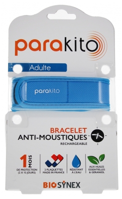 Parakito Bracelet Anti-Moustiques Rechargeable Adulte - Modèle : Color Bleu