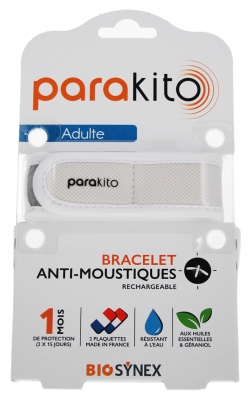 Parakito Bracelet Anti-Moustiques Rechargeable Adulte - Modèle : Color Blanc
