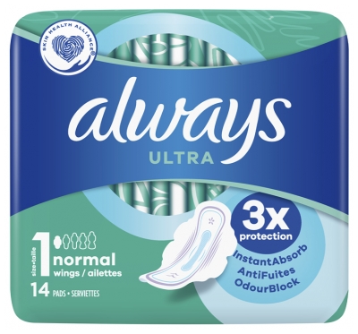 Always Ultra Normal with Fins 14 Sanitary Napkins Size 1