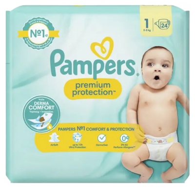 Pampers Premium Protection 24 Pannolini Taglia 1 (2-5 kg)