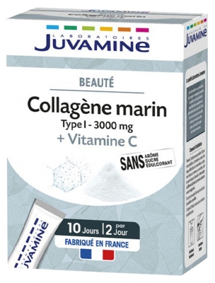 Juvamine Collagene Marino di Tipo I 3000 mg + Vitamina C 20 Bastoncini