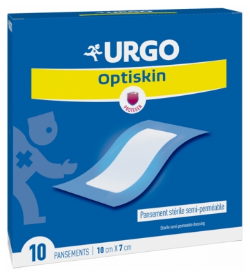 Urgo Optiskin Sterilní Polopropustná Náplast 10 x 7 cm 10 Náplastí