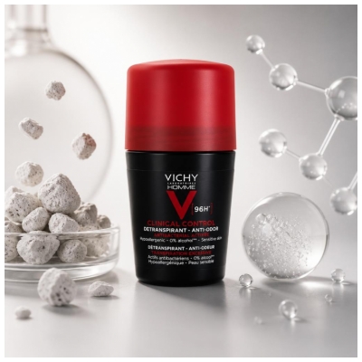 Vichy Homme Clinical Control Deodorant Antiperspirant Anti-Miros 96H Roll-On 50 ml