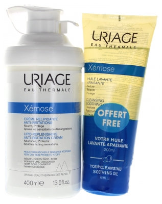 Uriage Xémose Crème Relipidante Anti-Irritations 400 ml + Huile Lavante Apaisante 200 ml Offerte