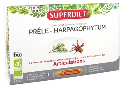 Superdiet Organic Horsetail Harpagophytum 20 Phials