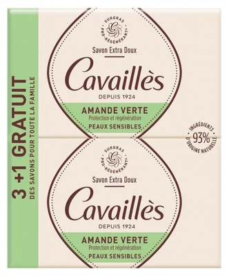 Rogé Cavaillès Extra Mild Soap Green Almond Zestaw 3 x 250 g + 1 Gratis