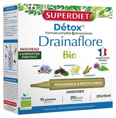Superdiet Drainaflore Organic Detox 20 Unidosi