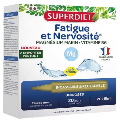 Superdiet Marin Magnesium + Vitamin B6 20 Endosbehållare