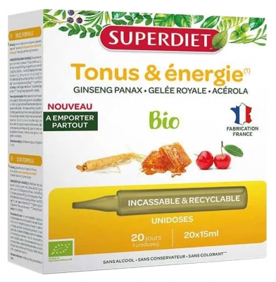 Superdiet Żeń-szeń Mleczko Pszczele Acerola Organic 20 Dawek