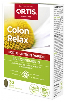 Ortis Colon Relax Forte Ballonnements 30 Comprimés