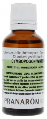 Pranarôm Huile Essentielle Citronnelle de Java (Cymbopogon winterianus) 30 ml