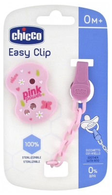 Chicco Easy Clip Chain Soother-Clipper 0 Month and + - Colour: Pink