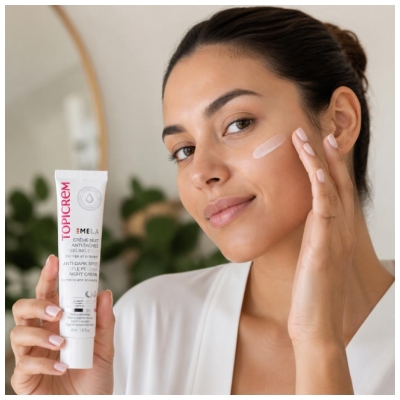 Topicrem MELA Nachtcreme Gegen Pigmentflecken Sanftes Peeling 40 ml