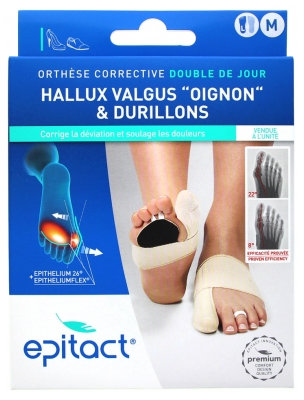 Orteză corectivă dublă Epitact Hallux Valgus Bătături & Dureri Plantare Picior Stâng - Mărime: M