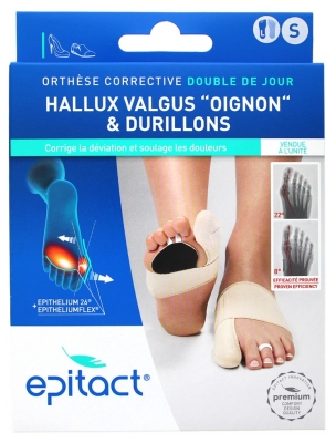 Epitact Hallux Valgus Oignon & Douleurs Plantaires Orthèse Corrective Double Pied Gauche - Taille : S
